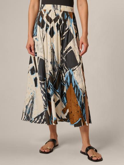 Adrianna Papell Pleated Pull On Skirt, Blue/Multi, Blue/Multi
