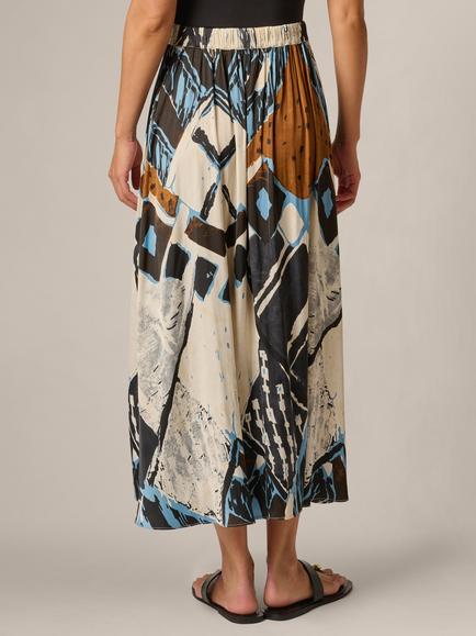 Adrianna Papell Pleated Pull On Skirt, Blue/Multi - view 2, Blue/Multi