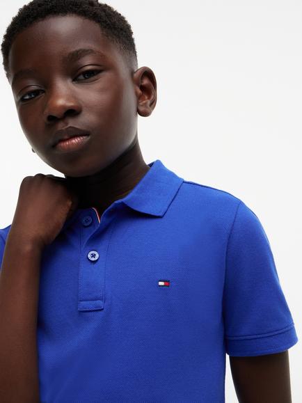 Tommy Hilfiger Kids' Pique Short Sleeve Flag Polo Shirt, Blue - view 2, Blue