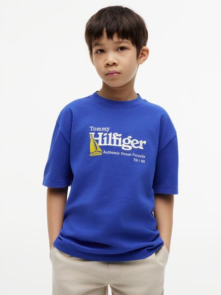 Tommy Hilfiger Kids' Short Sleeve Graphic Print T-Shirt, Blue, Blue