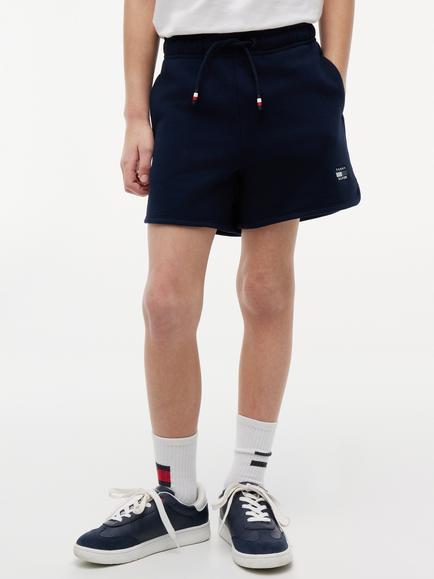 Tommy Hilfiger Kids' Tonal Flag Logo Terry Sweat Shorts, Blue, Blue