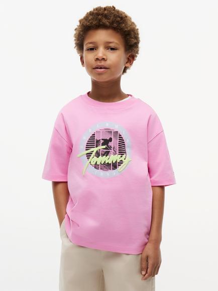 Tommy Hilfiger Kids' Short Sleeve Graphic Print T-Shirt, Pink, Pink