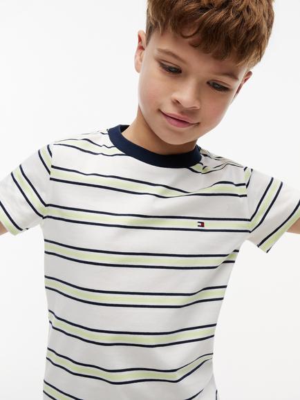 Tommy Hilfiger Kids' Crew Neck Stripe T-Shirt, Multi - view 2, Multi