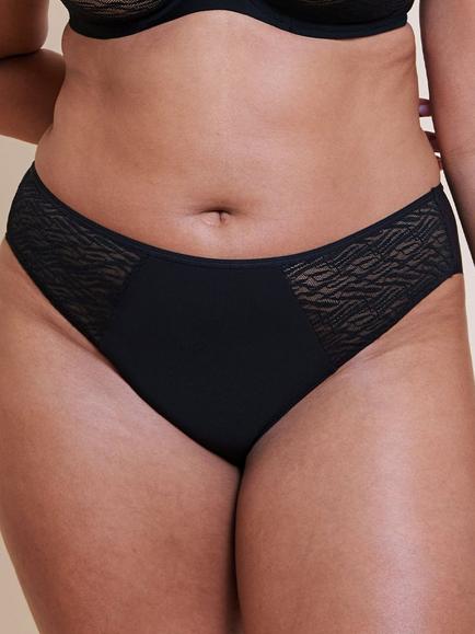 Curvy Kate Smoothie Lace Brazilian Knickers, Black, Black