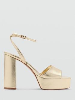 Mango Platform Ankle Strap Block Heel Sandals, Gold, Gold