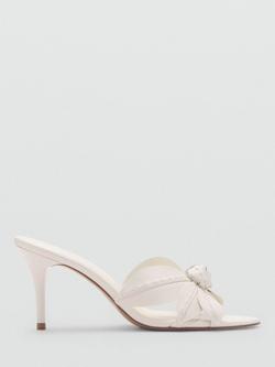 Mango Leather Flower Detail Heeled Sandals, Raw, Raw