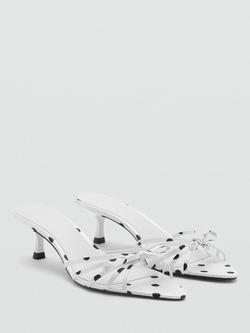 Mango Bow Front Polka Dot Kitten Heel Sandals, White - view 2, White