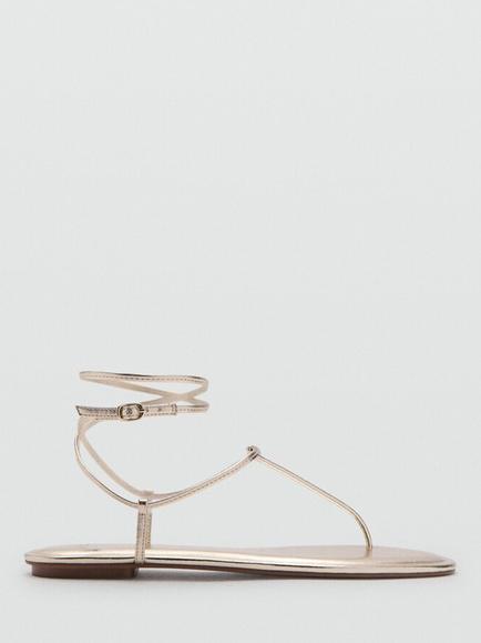 Mango Ankle Strap Sandals, Gold, Gold