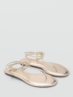 Mango Ankle Strap Sandals, Gold - view 2, Gold