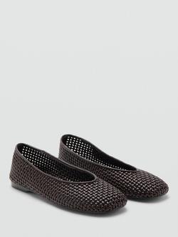 Mango Braided Ballerina Pumps, Chocolate - view 2, Chocolate