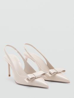 Mango Patent Leather Slingback Bow Heel Court Shoes, Raw - view 2, Raw