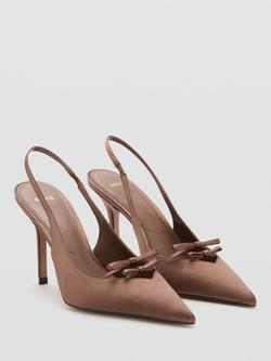 Mango Pointed Stiletto Heel Slingback Court Shoes, Chocolate, Chocolate