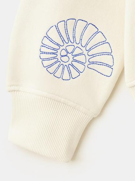 Mango Kids' Crew Neck Seashell Embroidery Sweatshirt, Off White - view 2, Off White