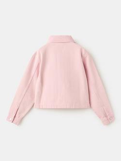 Mango Kids' Cropped Embroidered Trim Jacket, Pink - view 2, Pink