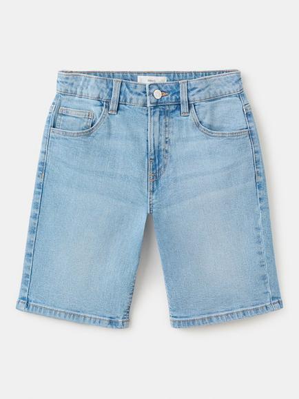 Mango Kids' Mid Length Straight Shorts, Mid Blue, Mid Blue