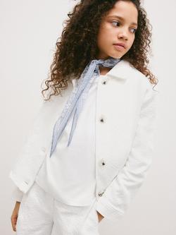 Mango Kids' Long Sleeve Button Up Shacket, White, White