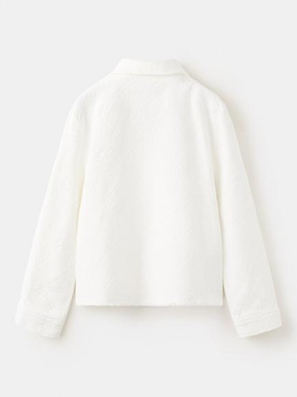 Mango Kids' Long Sleeve Button Up Shacket, White - view 2, White