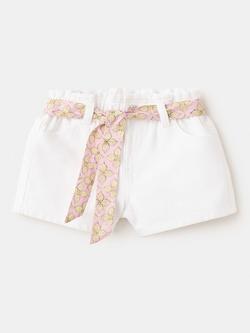 Mango Kids' Paper Bag Tie-Belt Shorts, White, White