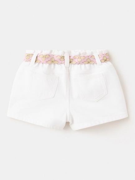 Mango Kids' Paper Bag Tie-Belt Shorts, White - view 2, White