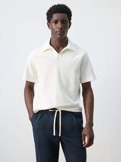 Mango Textured Polo Shirt, White, White