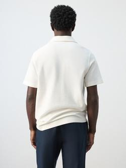 Mango Textured Polo Shirt, White - view 2, White