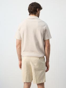 Mango Striped Cotton Blend Knit Collared Polo T-Shirt - view 2, Beige