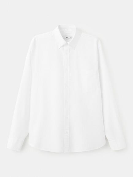 Mango Oxford Cotton Button Down Collar Regular Fit Shirt, White