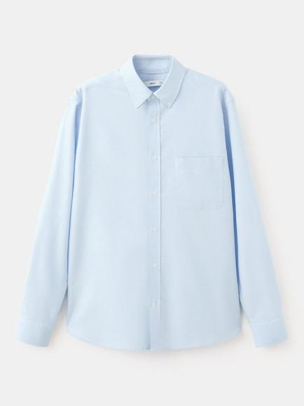 Mango Oxford Cotton Button Down Collar Regular Fit Shirt, Sky Blue