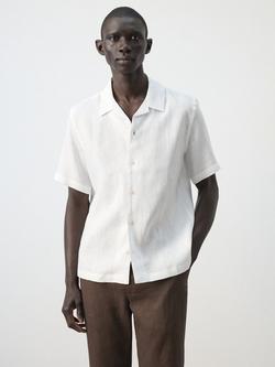 Mango Linen Regular Fit Shirt, White, White