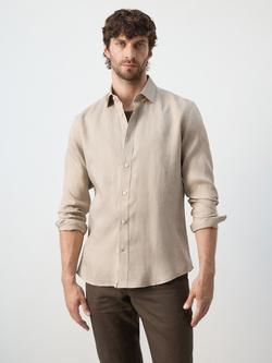 Mango Pure Linen Shirt, Sand