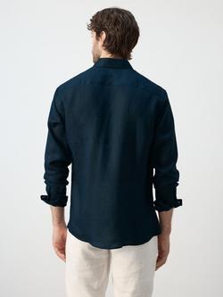 Mango Pure Linen Shirt - view 2, Midnight Blue