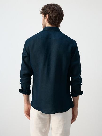 Mango Pure Linen Shirt - view 2, Midnight Blue