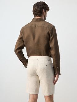 Mango Pure Linen Shirt - view 2, Tobacco