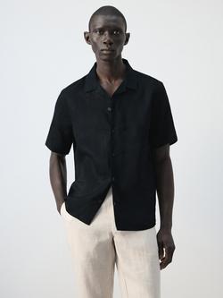 Mango Linen Regular Fit Shirt, Navy, Navy
