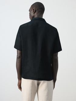 Mango Linen Regular Fit Shirt, Navy - view 2, Navy