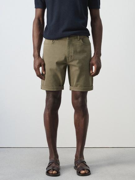 Mango Plain Bermuda Shorts, Khaki