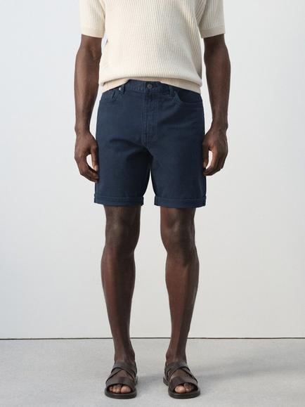 Mango Plain Bermuda Shorts, Navy