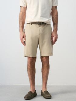 Mango Cotton Blend Bermuda Shorts, Beige