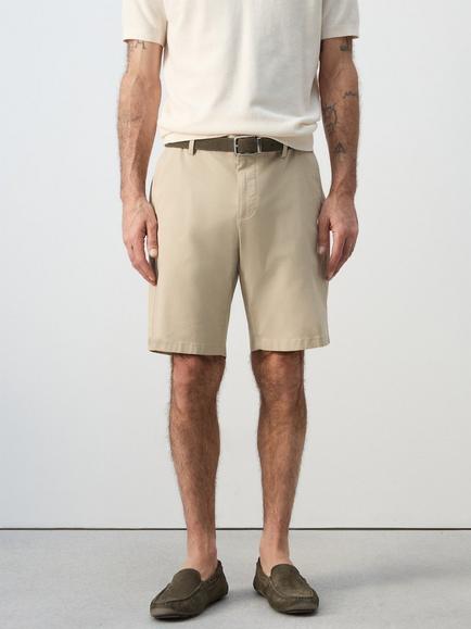 Mango Cotton Blend Bermuda Shorts, Beige
