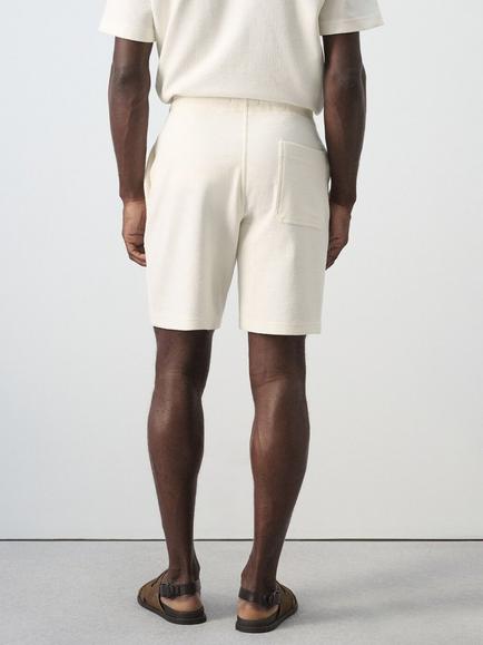 Mango Cotton Blend Jersey Shorts, White - view 2, White