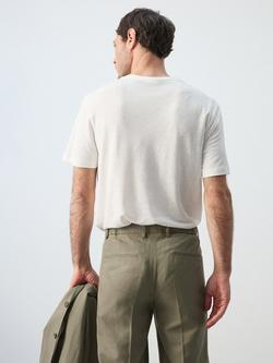 Mango Linen Blend Regular Fit Short Sleeve T-Shirt - view 2, White