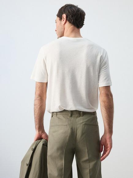 Mango Linen Blend Regular Fit Short Sleeve T-Shirt - view 2, White