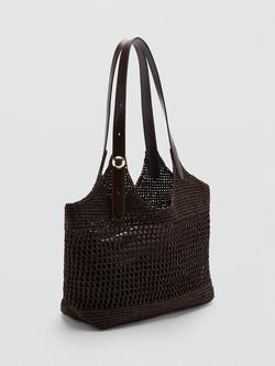 Mango Woven Adjustable Shoulder Strap Bag, Chocolate