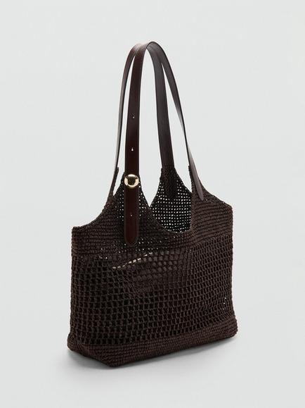 Mango Woven Adjustable Shoulder Strap Bag, Chocolate