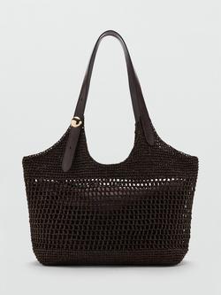 Mango Woven Adjustable Shoulder Strap Bag - view 2, Chocolate