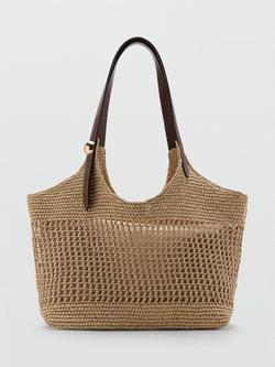 Mango Woven Adjustable Shoulder Strap Bag - view 2, Beige