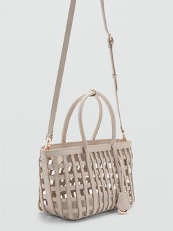 Mango Woven Basket Tote Bag, Off White, Off White