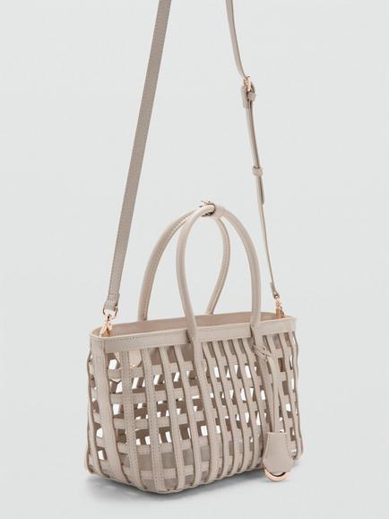Mango Woven Basket Tote Bag, Off White, Off White