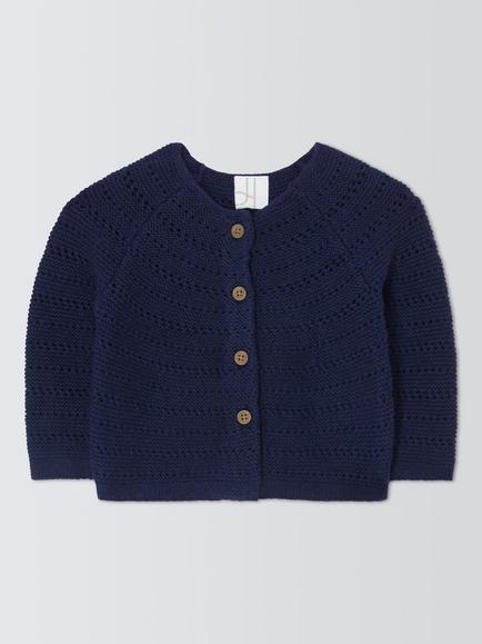John Lewis Open Knit Cardigan, Navy, Navy