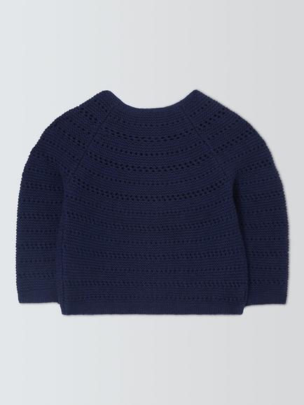 John Lewis Open Knit Cardigan, Navy - view 2, Navy